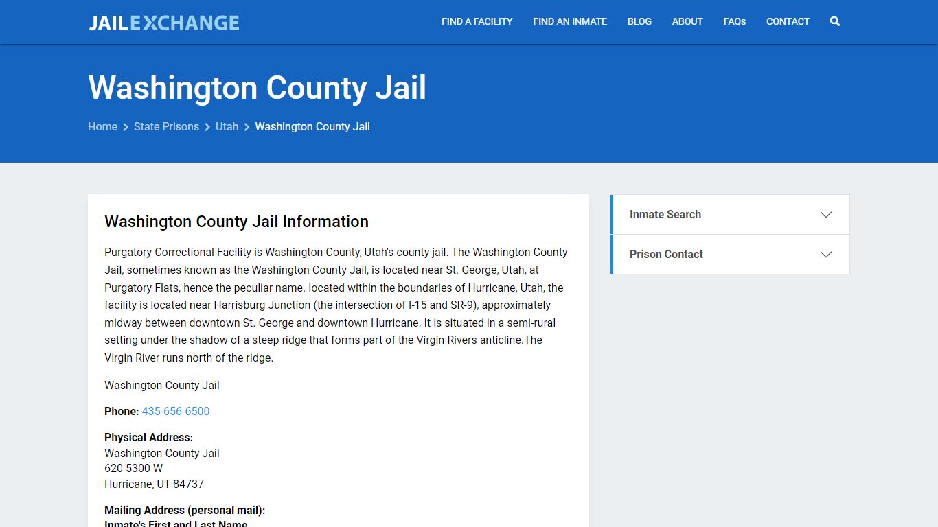 Washington County Jail Inmate Search, UT - Jail Exchange