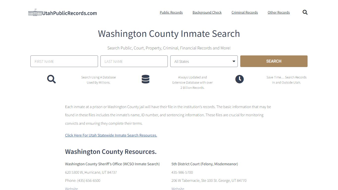Washington County Inmate Search - WCSO Current & Past Jail Records